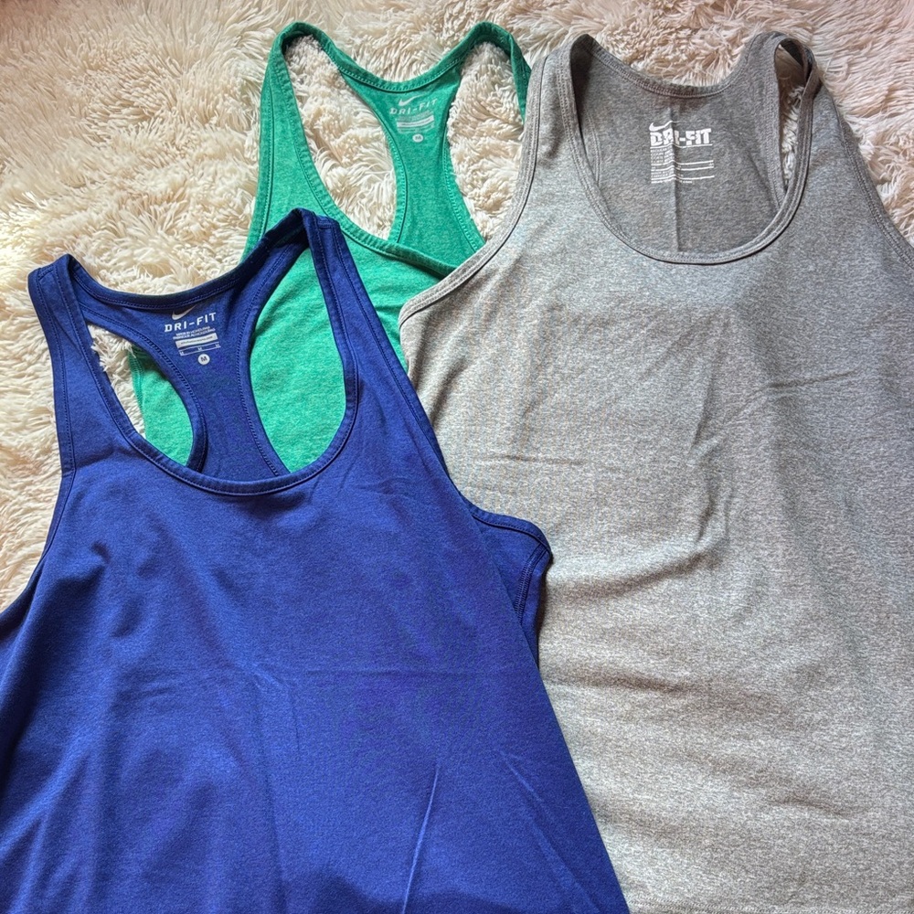 Nike Women's Dri-FIT Tank Tops - Blue, Green, Gray